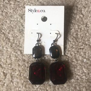 Garnet Look Dangle Earrings